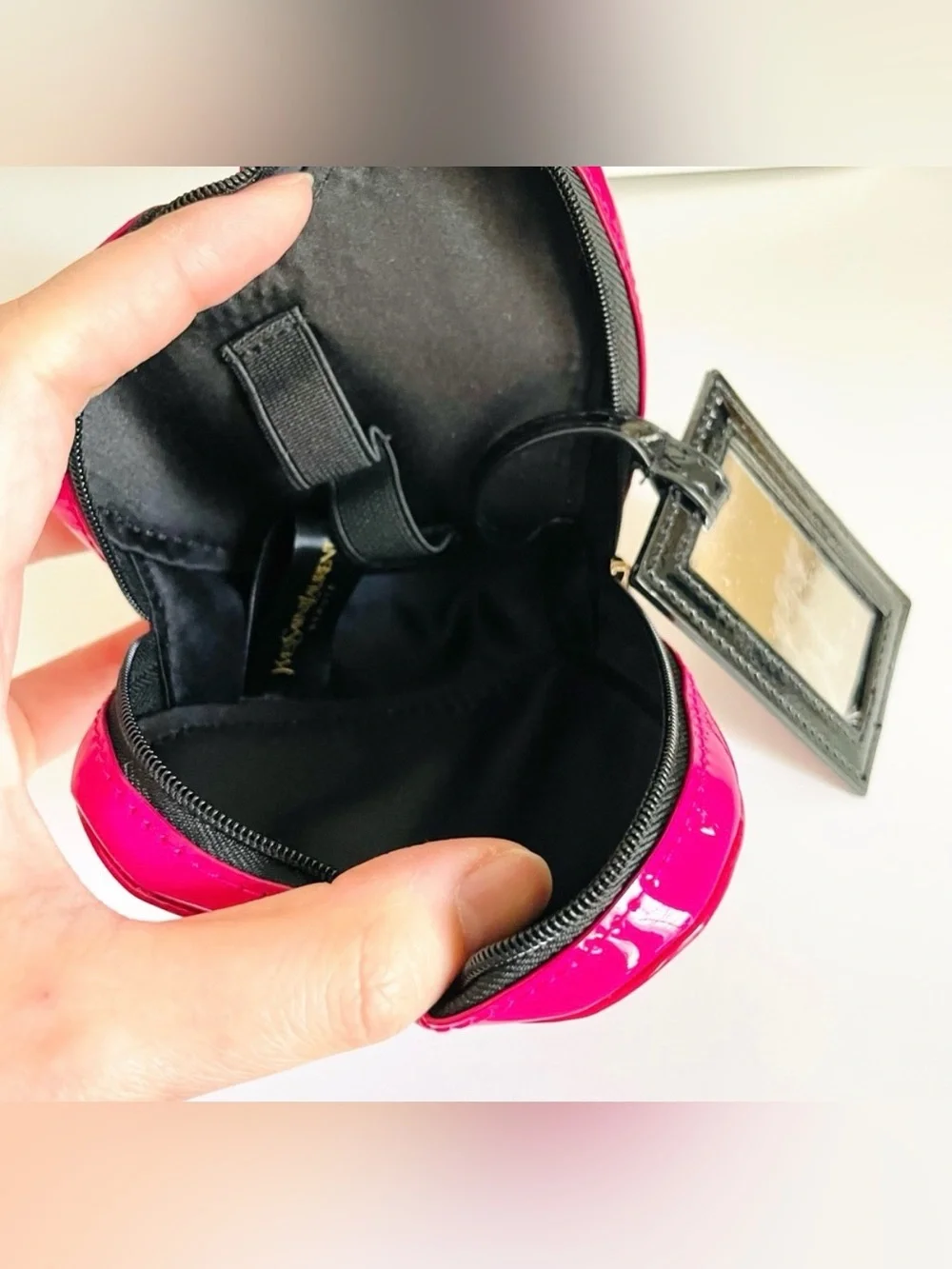 YSL Heart Shaped Make up Pouch With Mirror